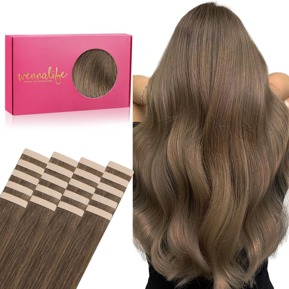 Extensions de cheveux Wennalife 24 pouces couleur Brun Clair devant