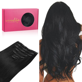 Extensions de cheveux Wennalife 24 pouces couleur noir jet, vue de face