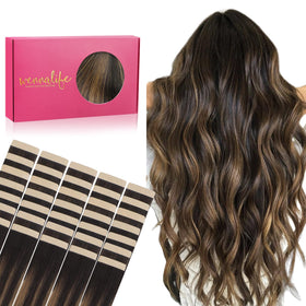 Extensions de cheveux Wennalife 40 pièces 24 pouces balayage noir à châtaigne