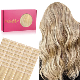 Extensions de cheveux Wennalife 40pcs 100g blond clair vue de face