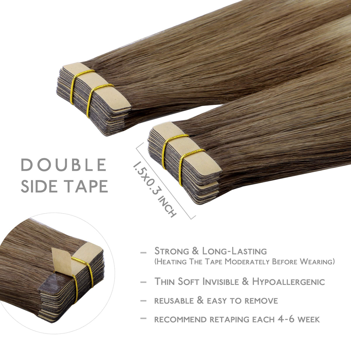 Extensions de cheveux Wennalife 50g 18 pouces platine blond sur un support