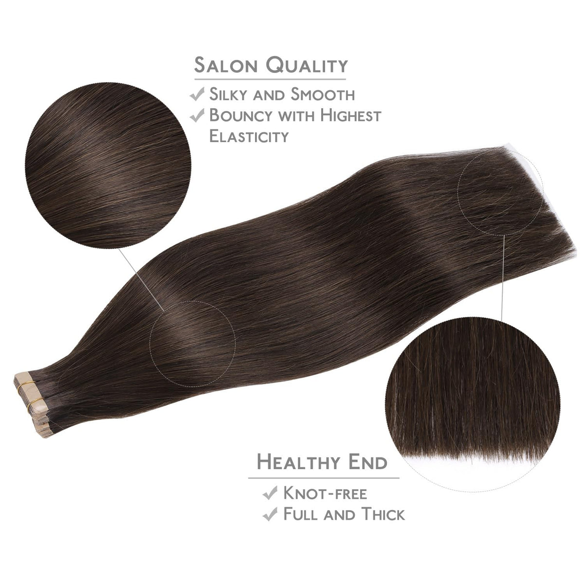 Extensions de cheveux Wennalife appliquées sur des cheveux naturels