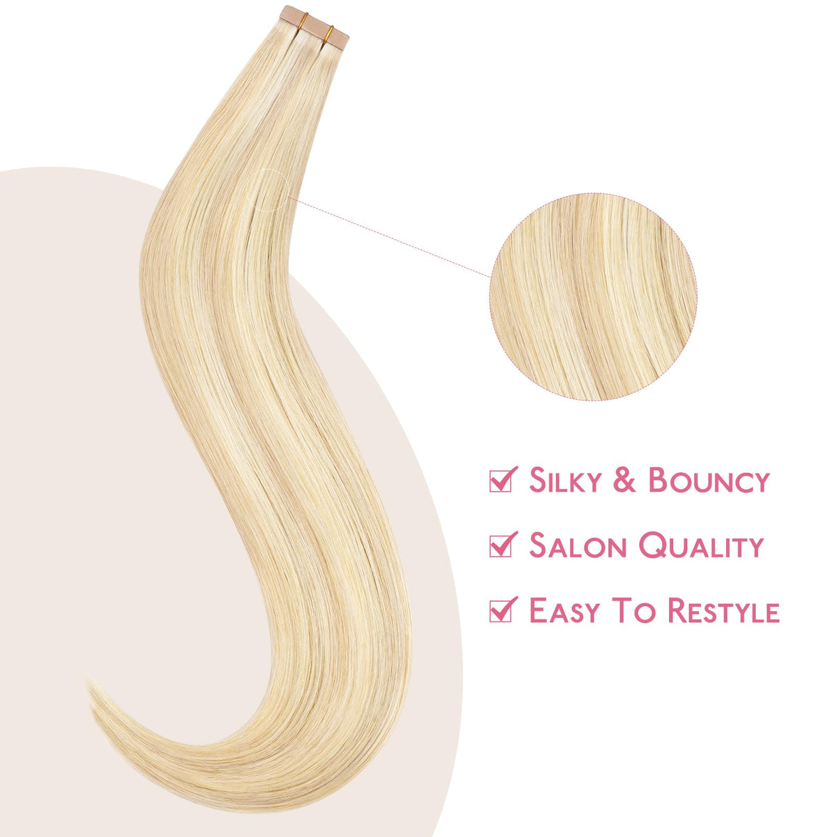 Extensions de cheveux Wennalife Balayage Blond Platine en application