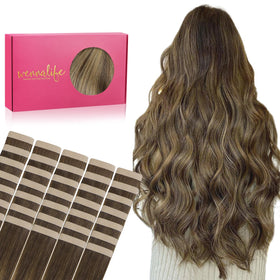 Extensions de cheveux Wennalife balayage chocolat caramel vue avant