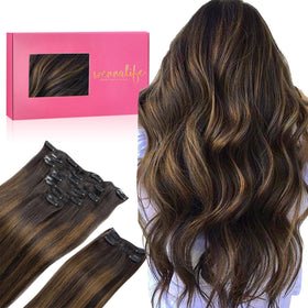 Extensions de cheveux Wennalife clip in 22 pouces marron foncé et châtaigne