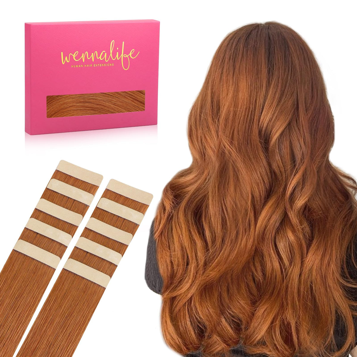 Extensions de cheveux Wennalife Dirty Ginger vue de face