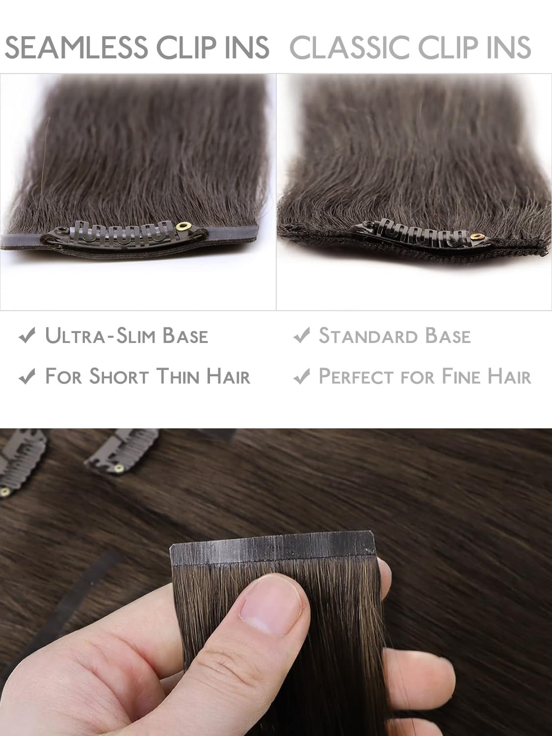 Extensions de cheveux Wennalife en application sur des cheveux naturels