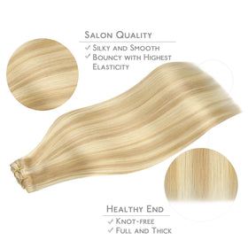 Extensions de cheveux Wennalife en blond clair sur un support