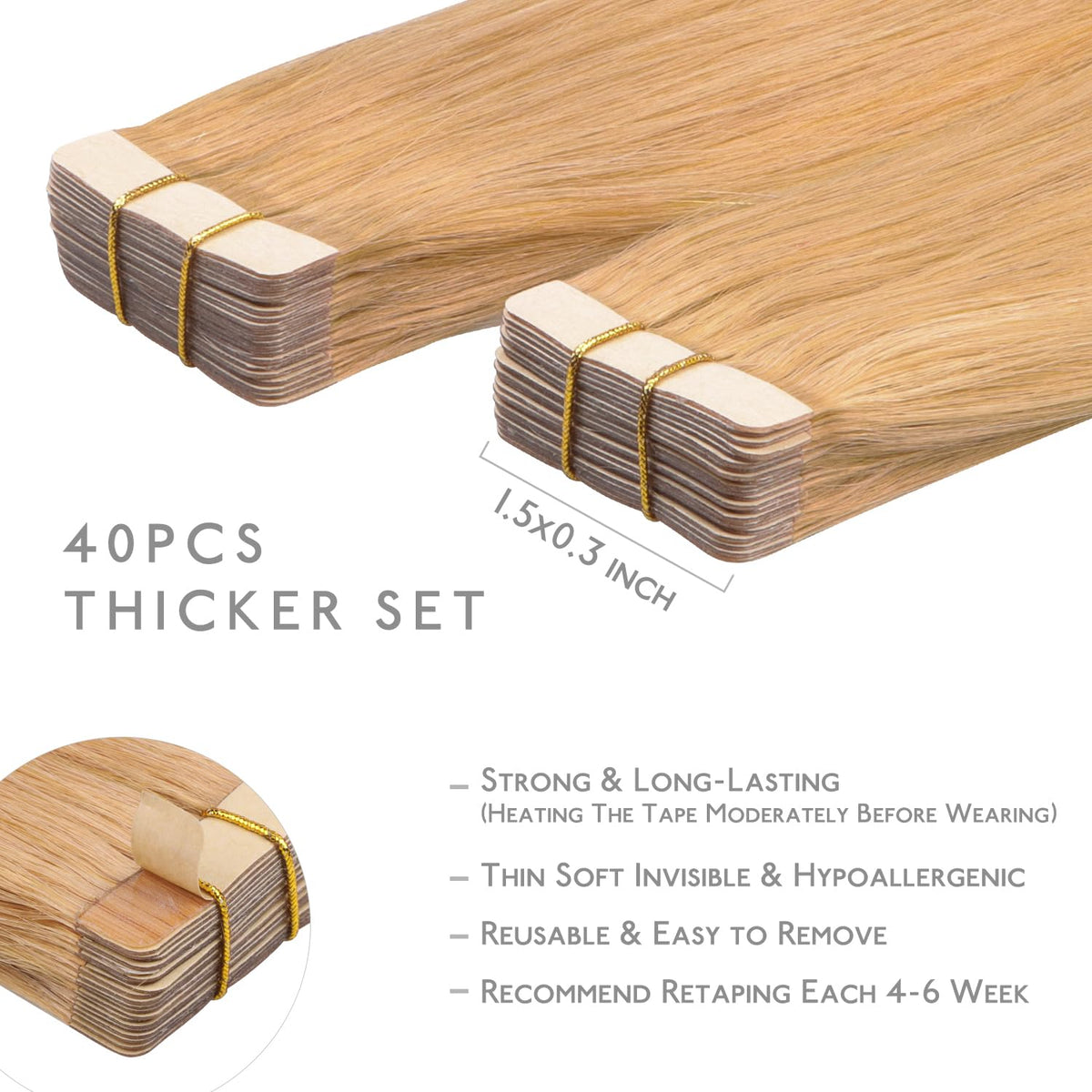 Extensions de cheveux Wennalife en blond fraise dans leur emballage