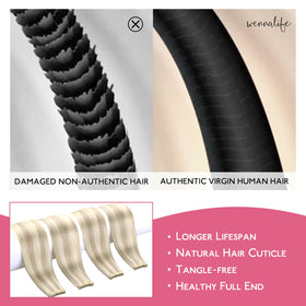 Extensions de cheveux Wennalife en blond platine sur mannequin