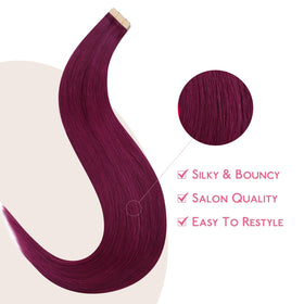 Extensions de cheveux Wennalife en bordeaux clair sur un modèle