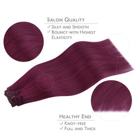 Extensions de cheveux Wennalife en bourgogne clair sur un support