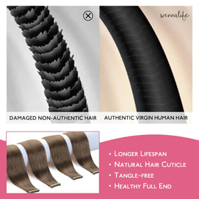 Extensions de cheveux Wennalife en brun clair, vue latérale