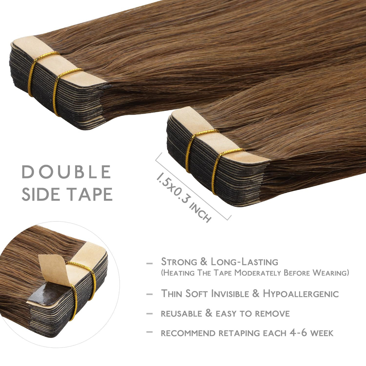 Extensions de cheveux Wennalife en châtain clair sur un modèle