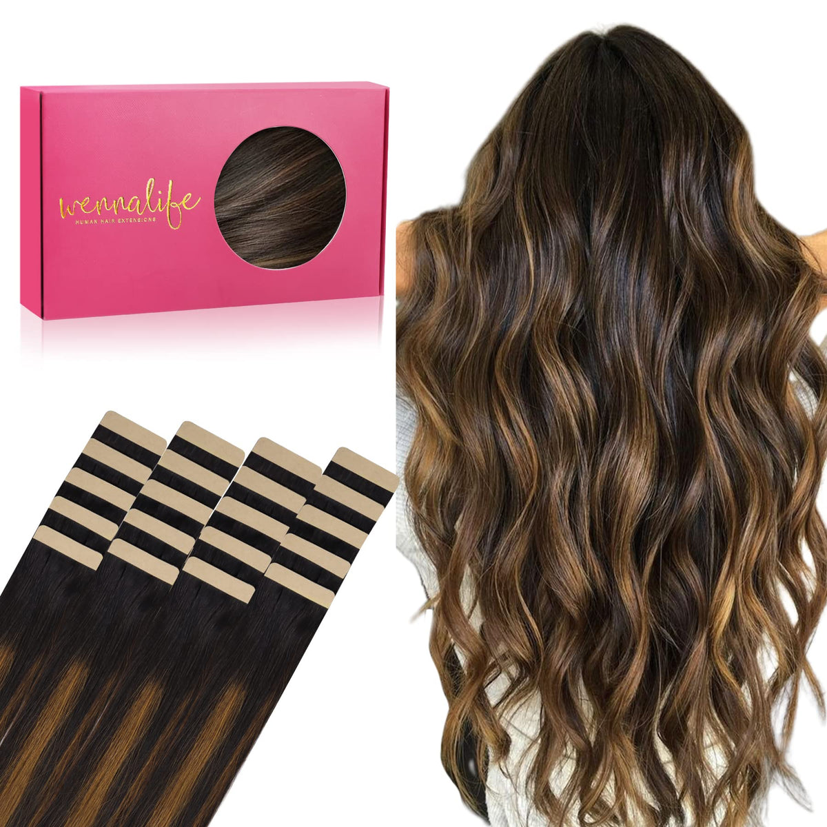 Extensions de cheveux Wennalife en cheveux humains Remy, vue avant