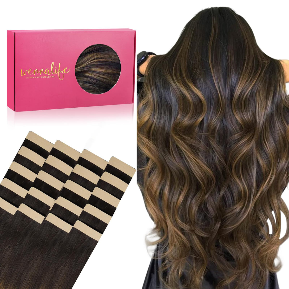 Extensions de cheveux Wennalife en cheveux remy, vue de face