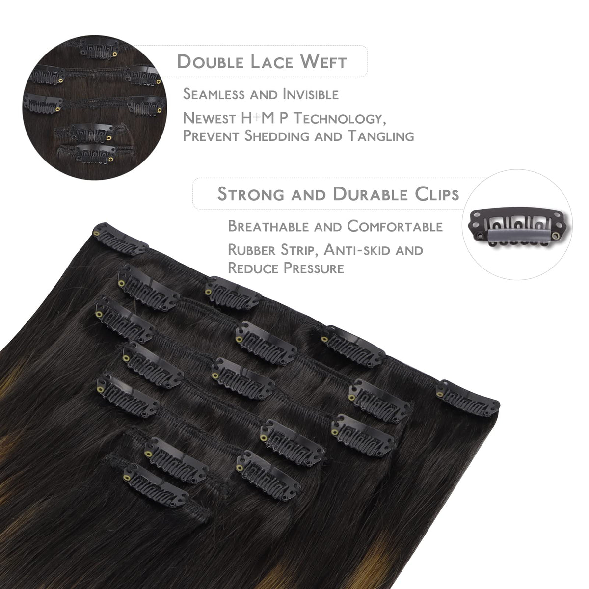 Extensions de cheveux Wennalife en couleur balayage noir à châtain