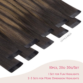 Extensions de cheveux Wennalife en couleur châtaignier, détails des mèches
