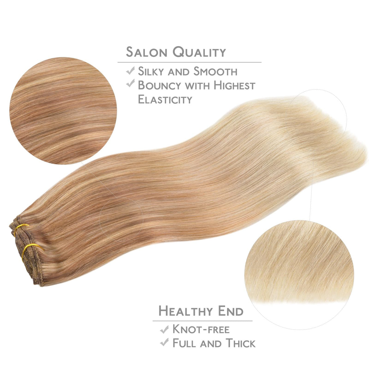 Extensions de cheveux Wennalife en cours d'application sur des cheveux naturels
