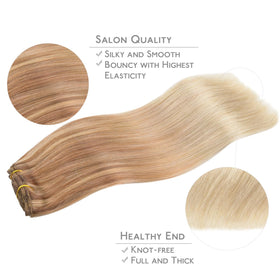 Extensions de cheveux Wennalife en cours d'application sur des cheveux naturels