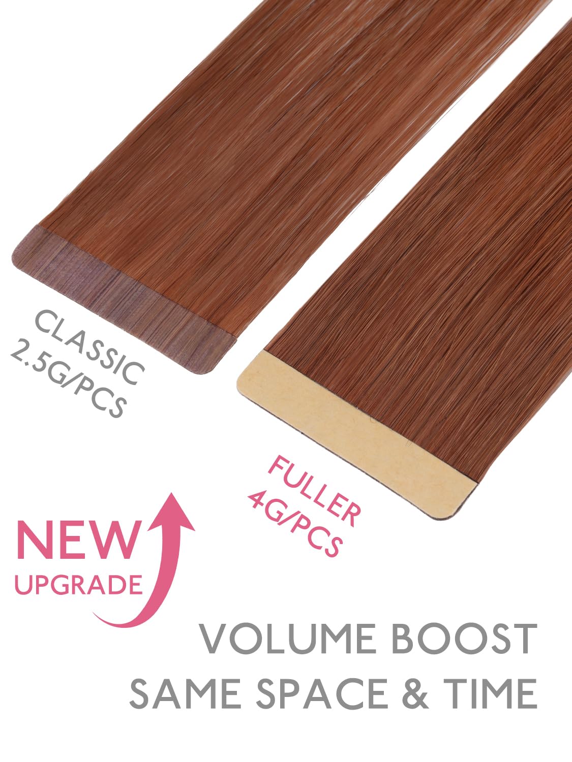 Extensions de cheveux Wennalife en cuivre cannelle posées sur une surface