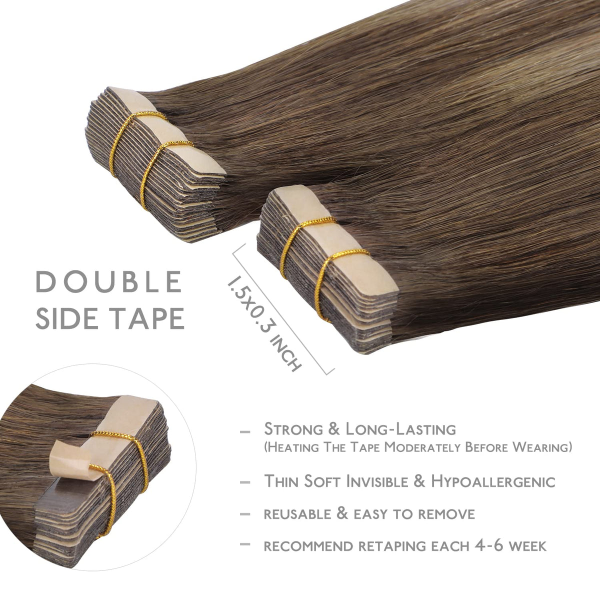 Extensions de cheveux Wennalife en paquet - couleurs chocolat brun et blond miel