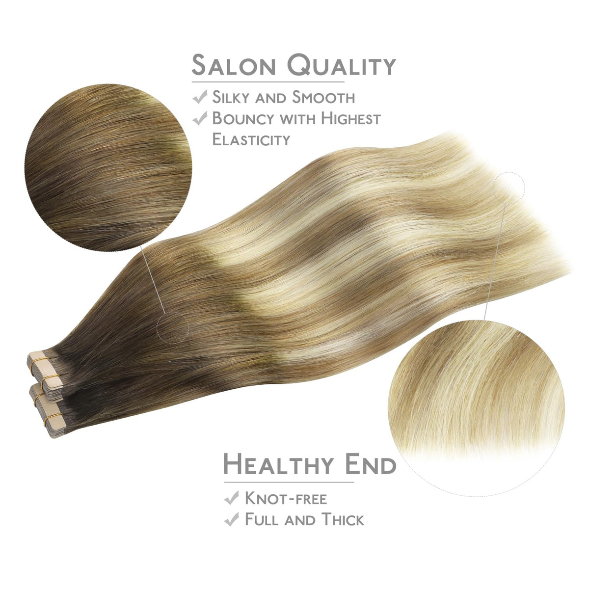 Extensions de cheveux Wennalife montrant la couleur ombre brun noisette