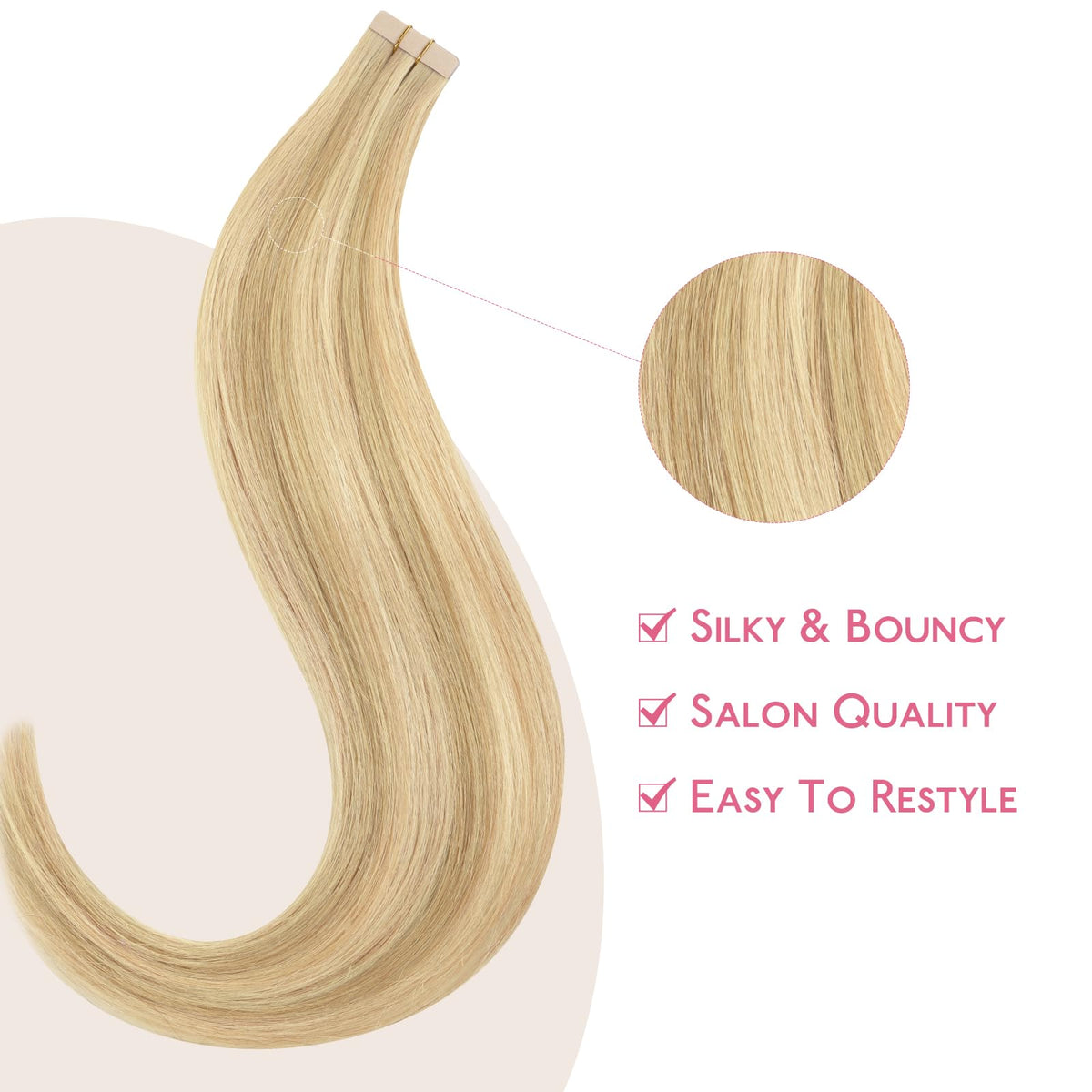 Extensions de cheveux Wennalife montrant la texture douce des cheveux