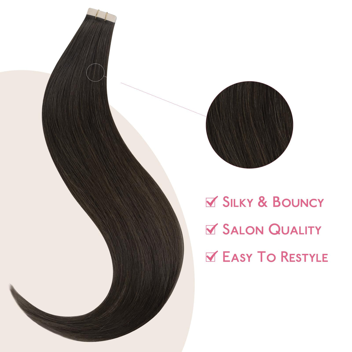 Extensions de cheveux Wennalife montrant la texture et la brillance