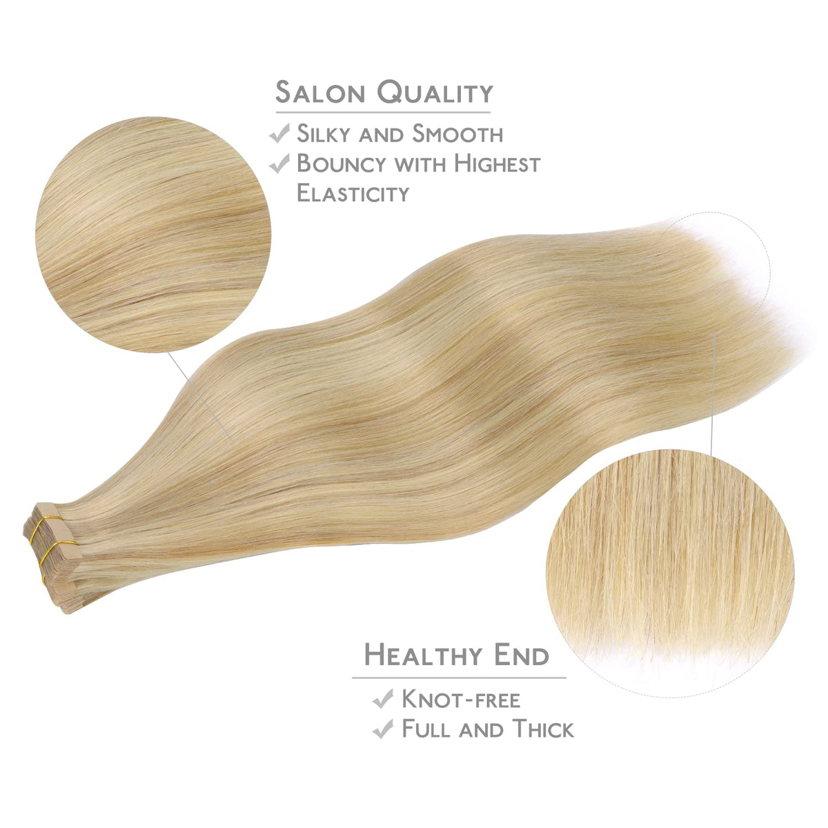 Extensions de cheveux Wennalife montrant la texture soyeuse