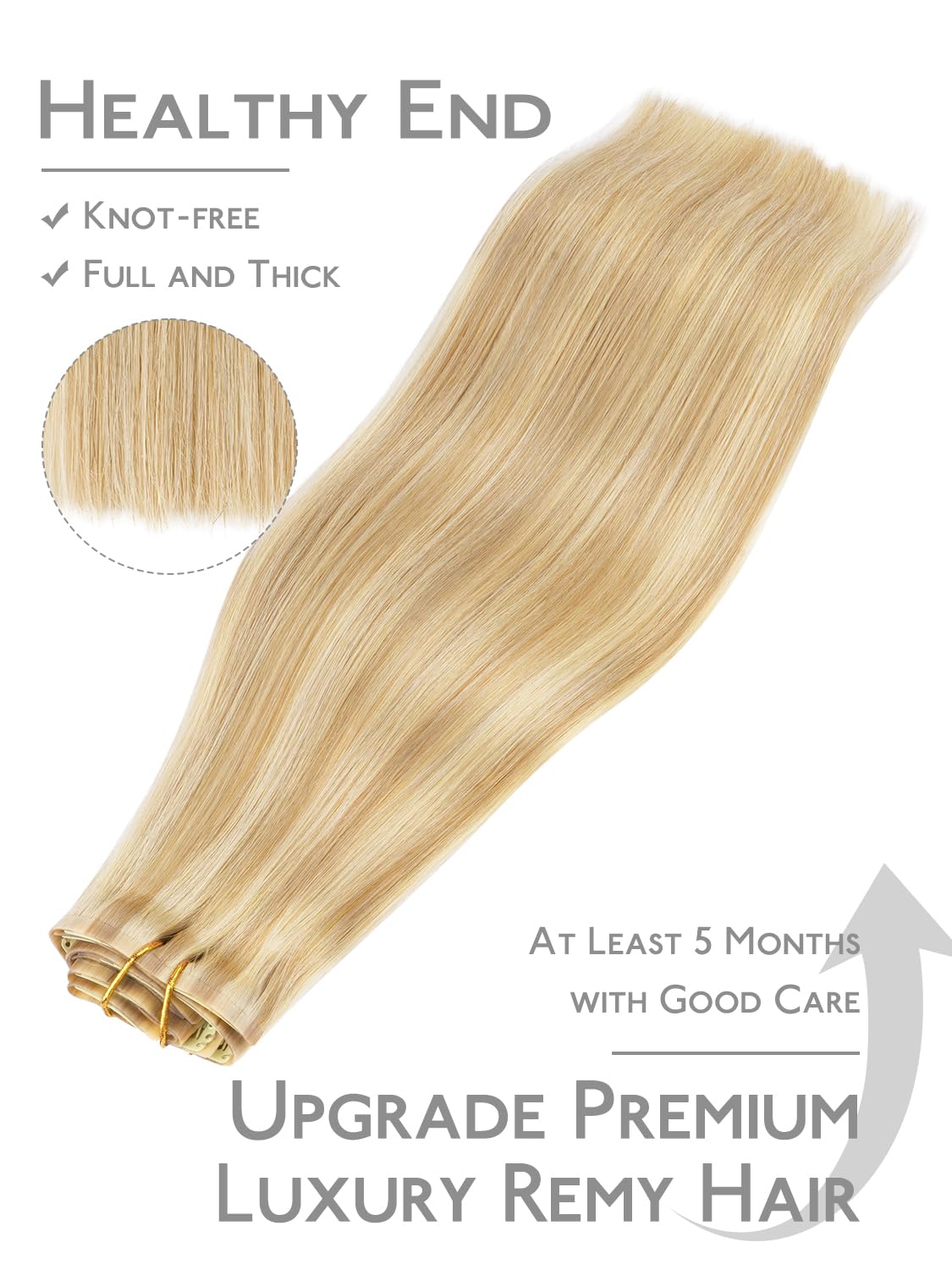 Extensions de cheveux Wennalife montrant la trame en PU invisible