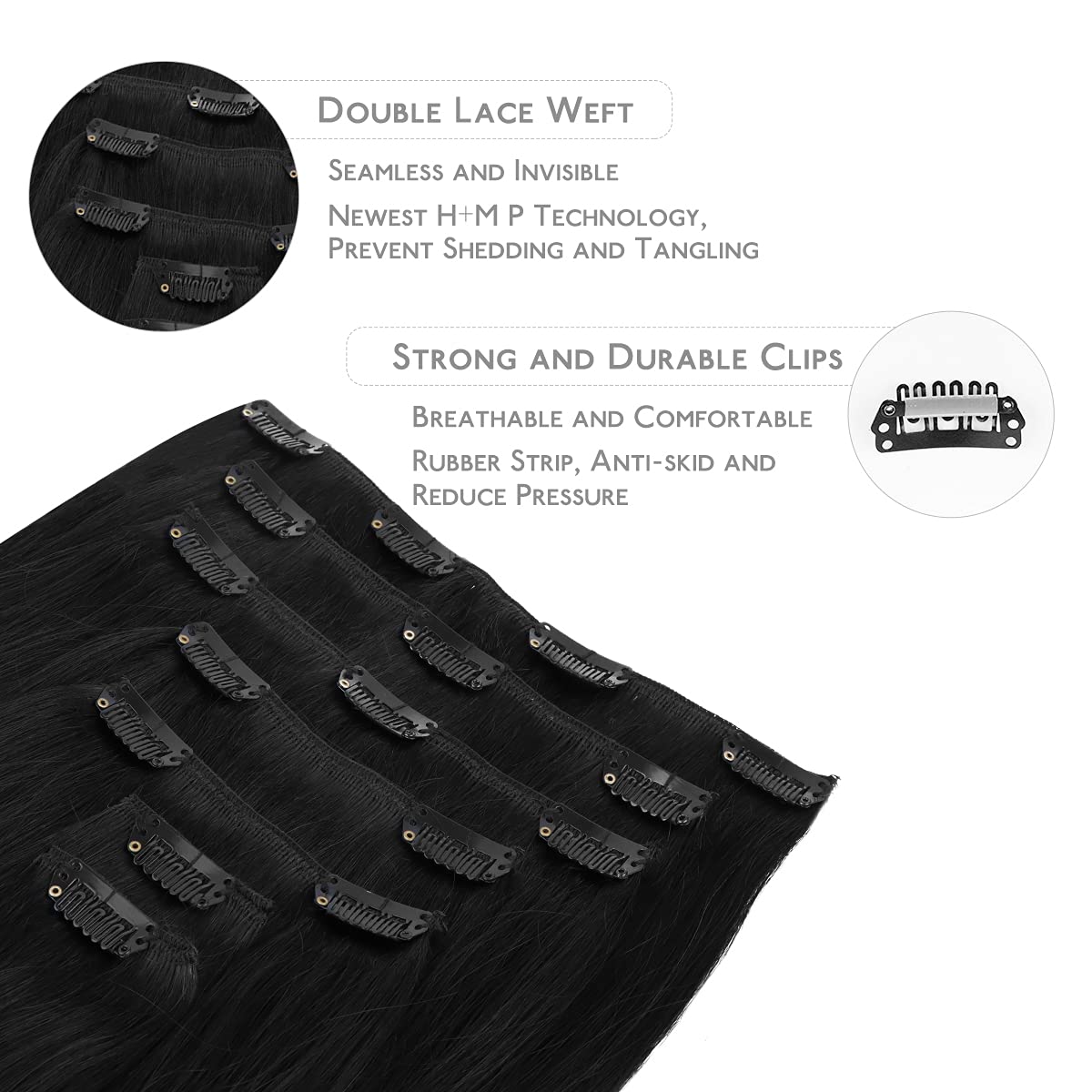 Extensions de cheveux Wennalife posées sur un mannequin, longueur 24 pouces