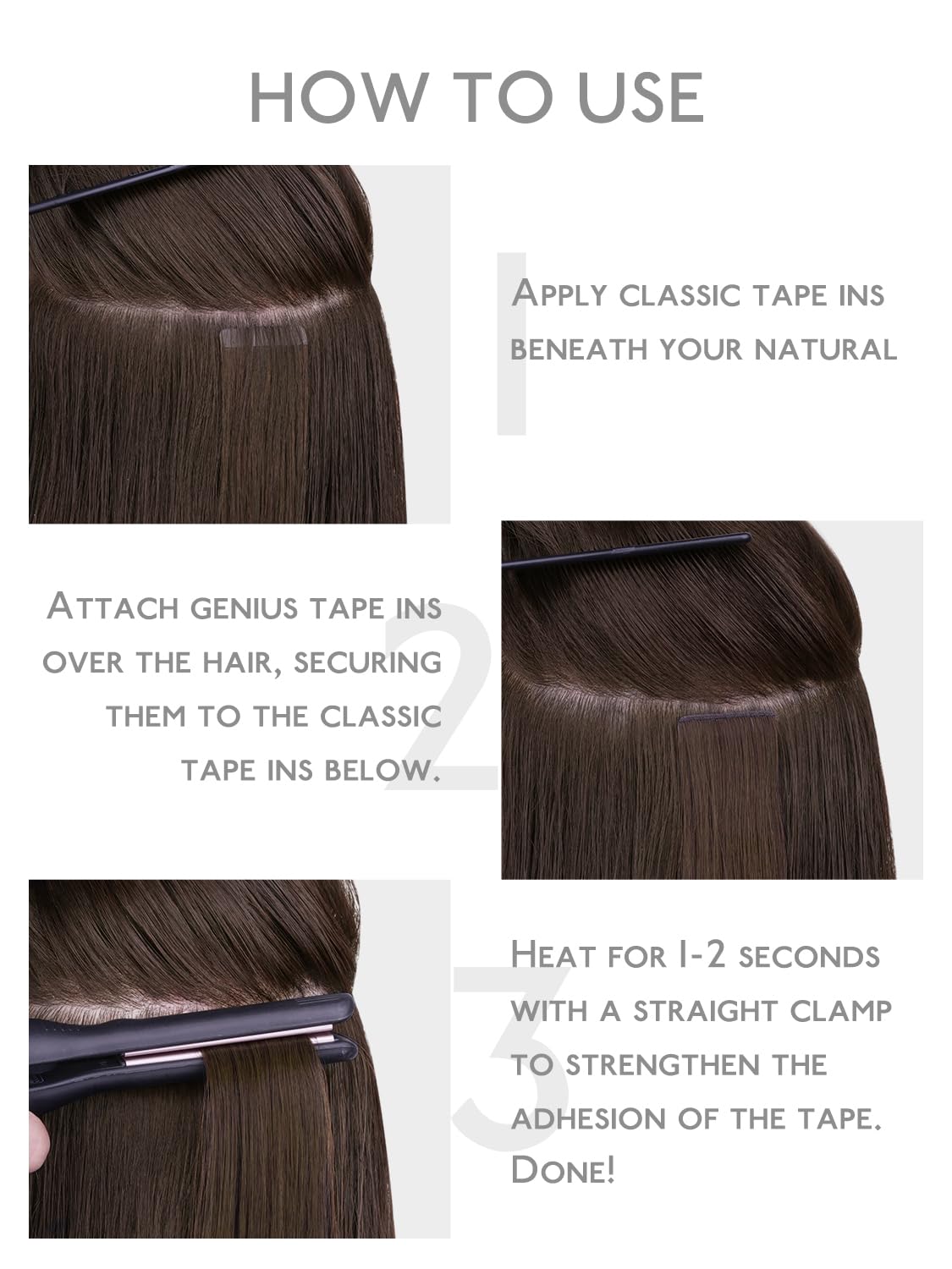 Extensions de cheveux Wennalife posées sur une surface neutre