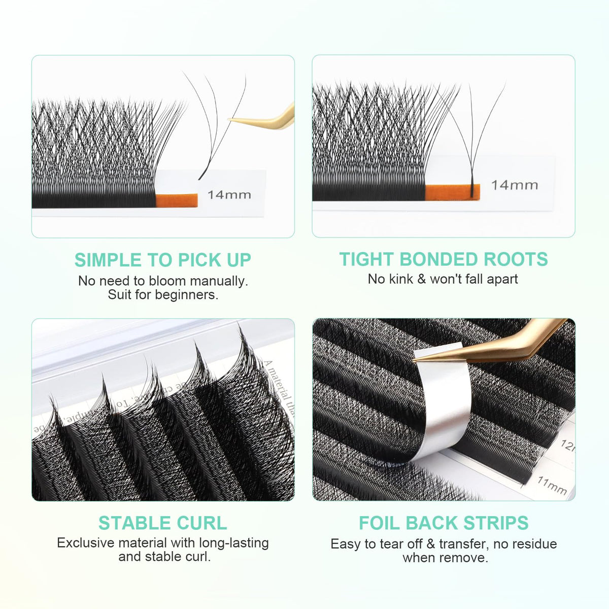 Extensions de cils 3D W NAGARAKU 0,07 C 12mm avec emballage