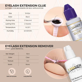 Extensions de cils et accessoires variés du kit LASHVIEW