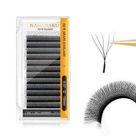 Extensions de cils NAGARAKU 5D W 0,07 D 15mm Noir Mat vue de face