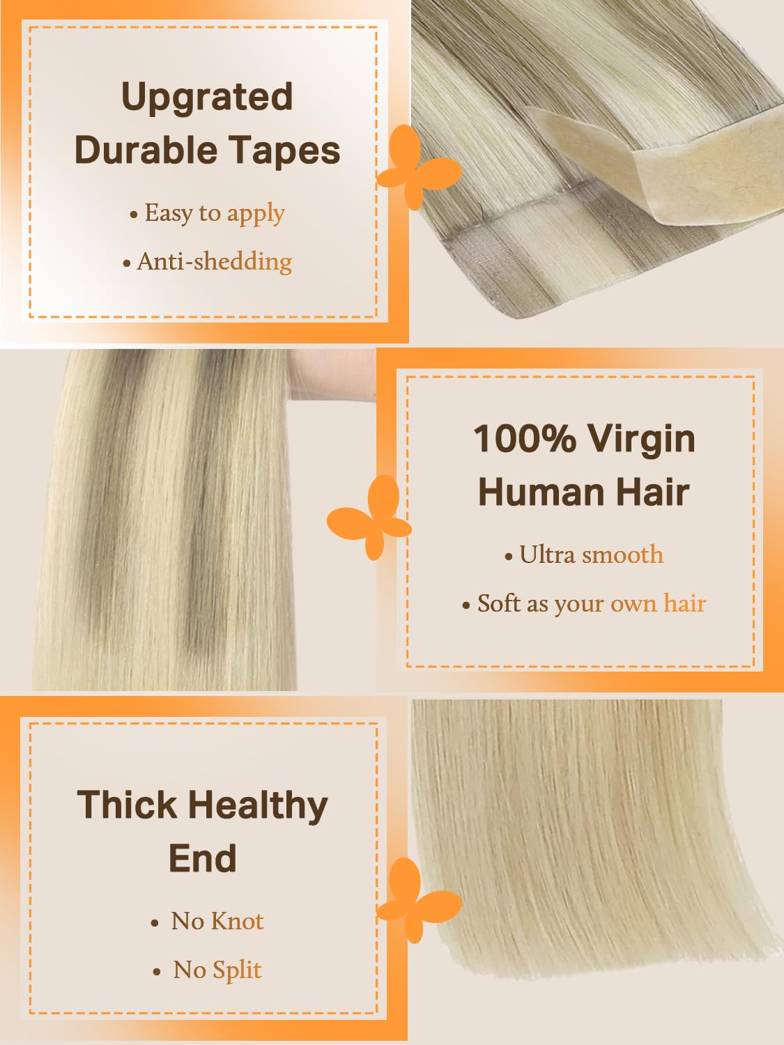 Extensions DOORES en couleur balayage, présentation sur mannequin