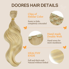 Extensions DOORES installées sur cheveux longs et ondulés