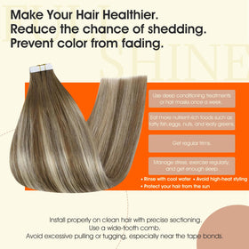 Extensions en cheveux humains Full Shine posées sur un modèle