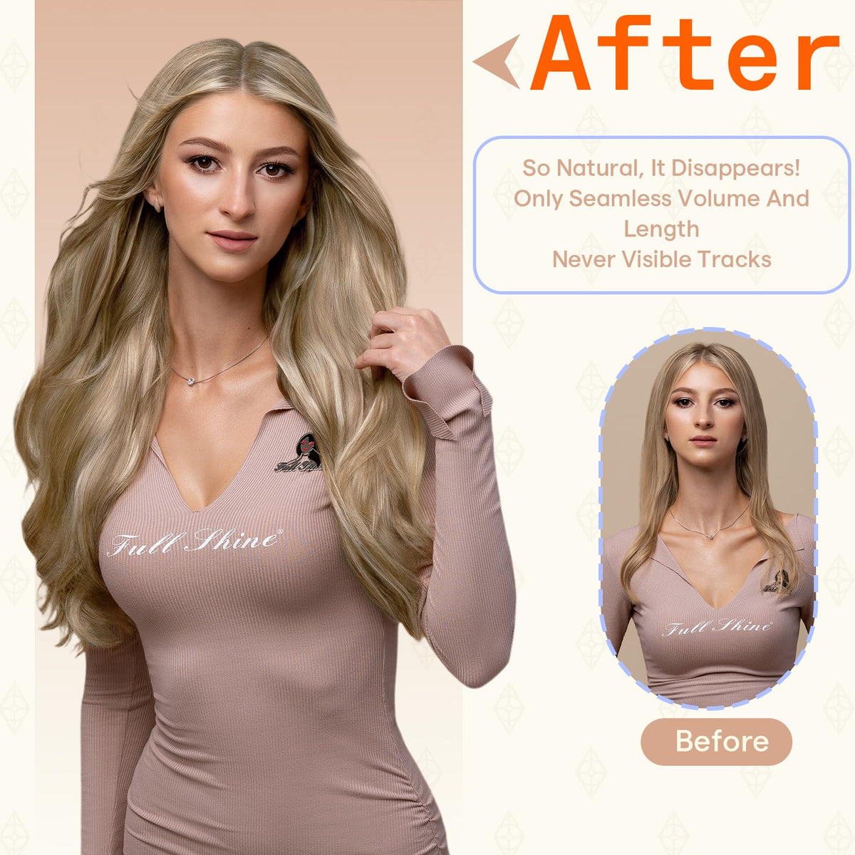 Extensions Fshine avec cheveux naturels, effet volumineux