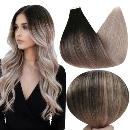Extensions Full Shine 12 pouces en noir à blond, vue avant
