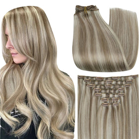Extensions Full Shine 18 pouces blond cendré vue avant
