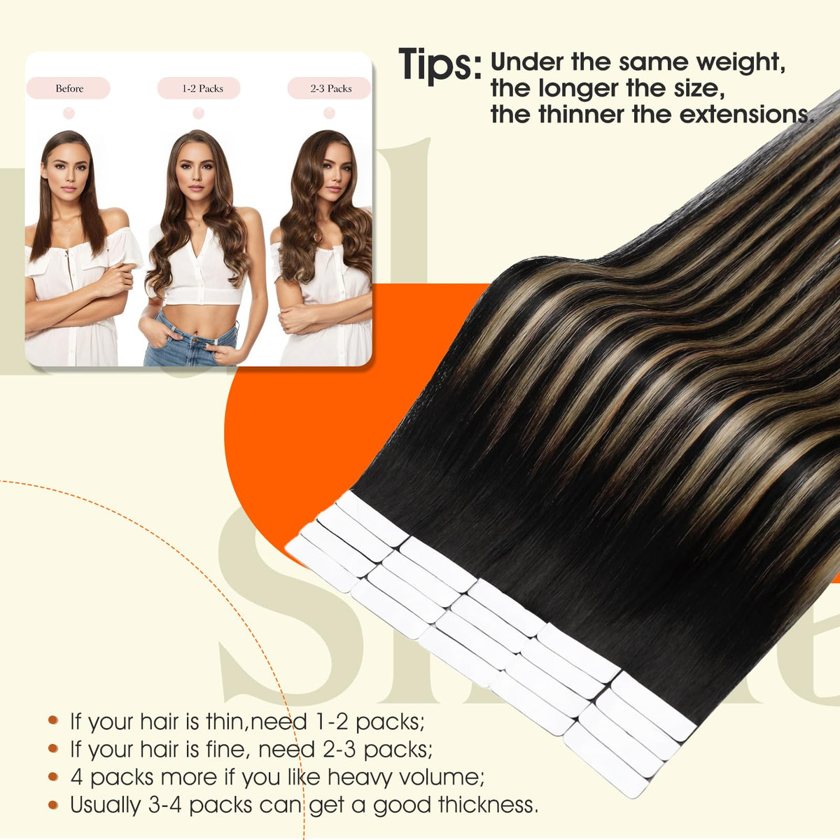 Extensions Full Shine 18 pouces en Off Black Caramel en mode lifestyle
