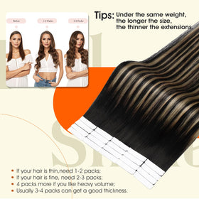 Extensions Full Shine 18 pouces en Off Black Caramel en mode lifestyle