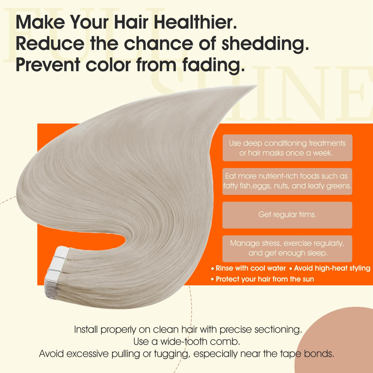 Extensions Full Shine 20 pouces blonde glacée dans leur emballage