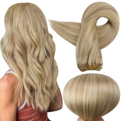 Extensions Full Shine 20 pouces en cheveux blonds naturels, vue de face