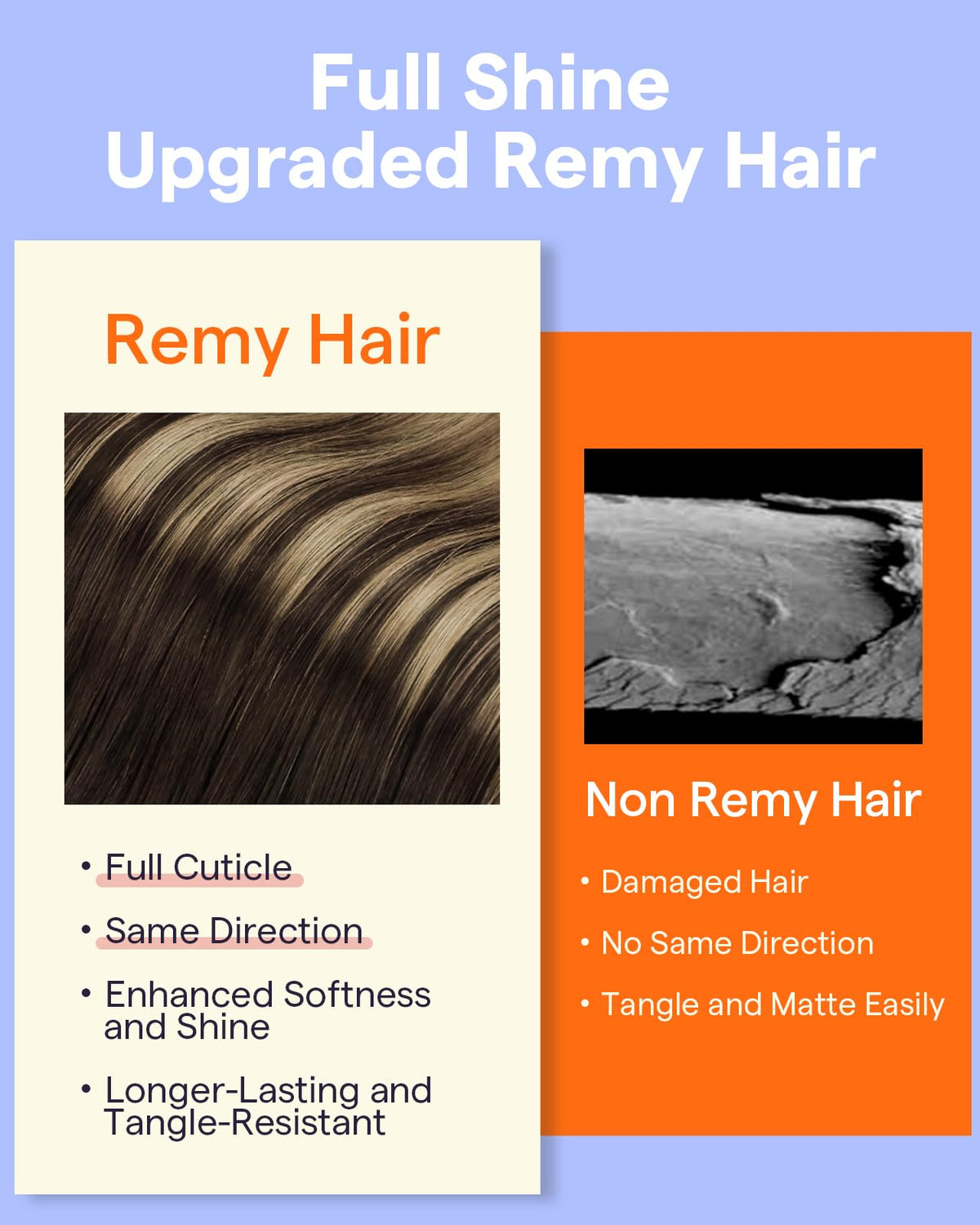 Extensions Full Shine brun foncé sur un support