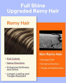 Extensions Full Shine brun foncé sur un support