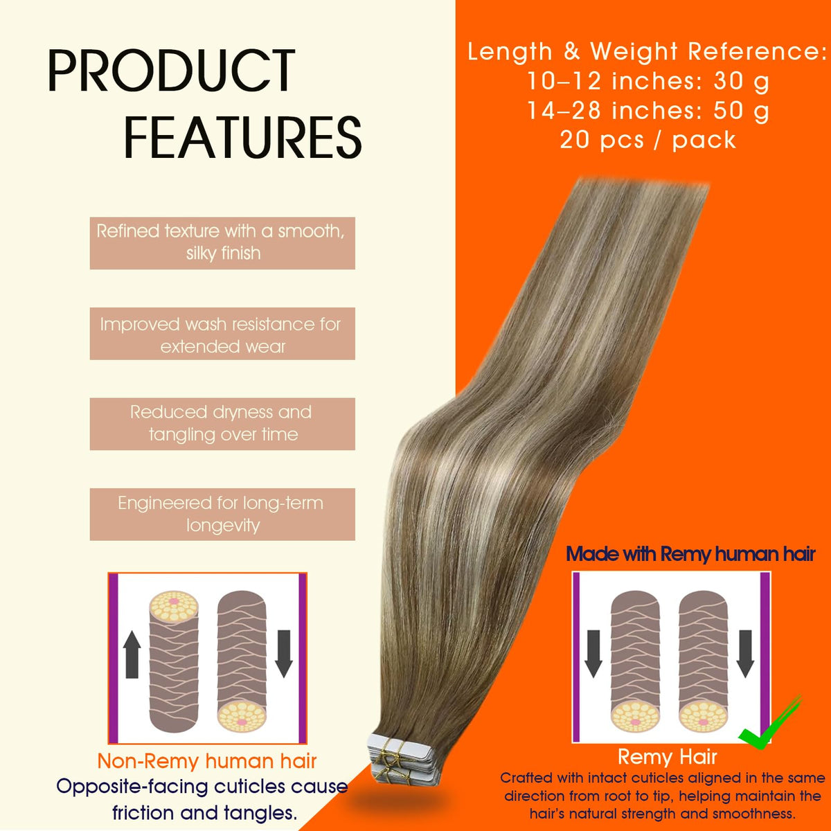 Extensions Full Shine en cheveux humains avec bande adhésive