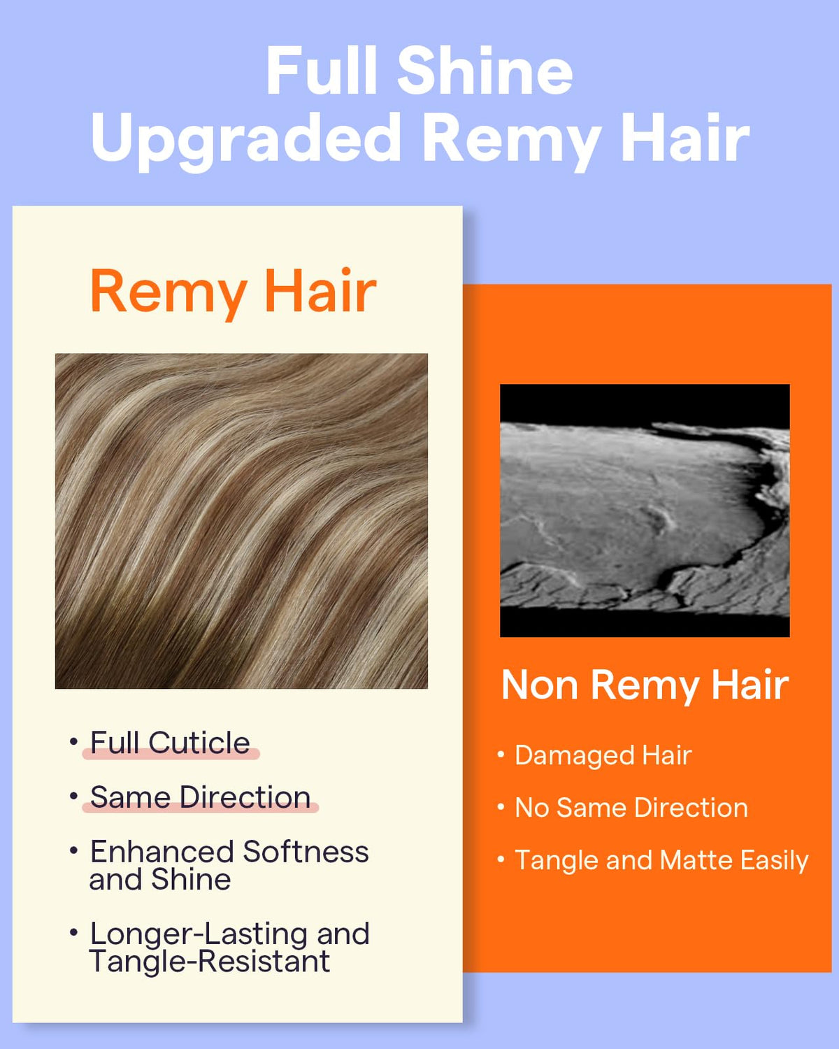 Extensions Full Shine en cheveux humains sur fond neutre